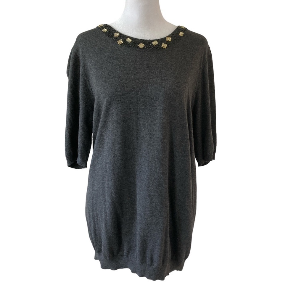 Ann Taylor Factory XL gray sweater shirt sleeves